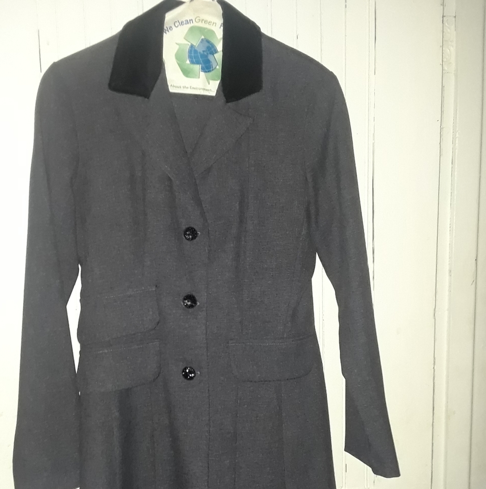 2 piece dress gray suit.